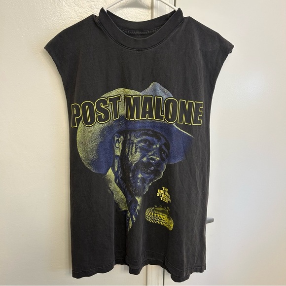 Other - Post Malone Big Ass Stadium Tour Cut Out Tank Black Washed Graphic Shirt XL